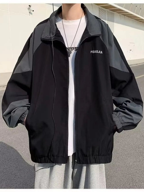 Men's Plus Size Two-Tone Windbreaker Jacket