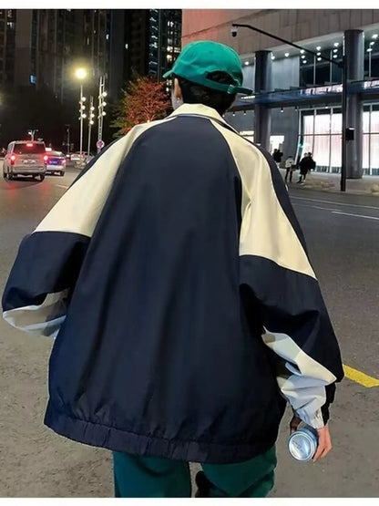 Men's Plus Size Two-Tone Windbreaker Jacket