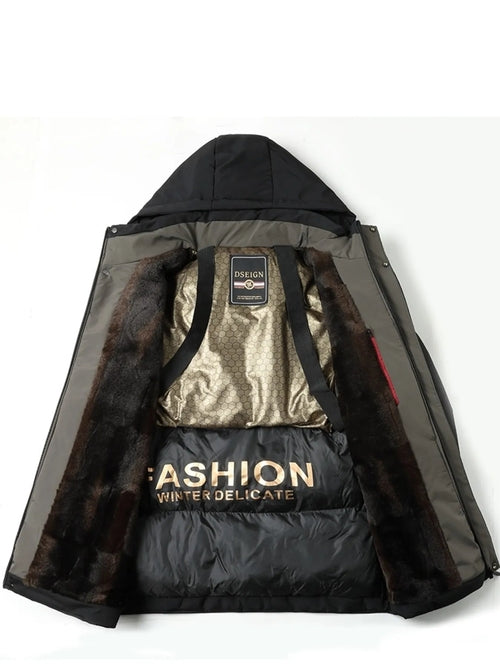 Men's Plus Size Thermal Lining Hooded Winter Coat