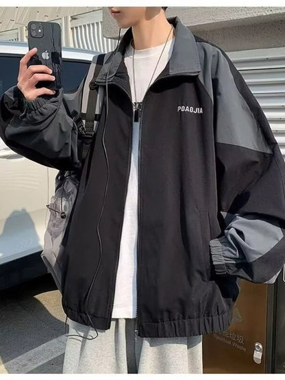 Men's Plus Size Two-Tone Windbreaker Jacket